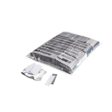 Slowfall confetti (standaard) 55x17mm - Wit+Zilver