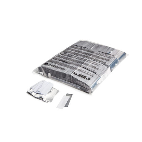 Slowfall confetti (standaard) 55x17mm - Wit+Zilver