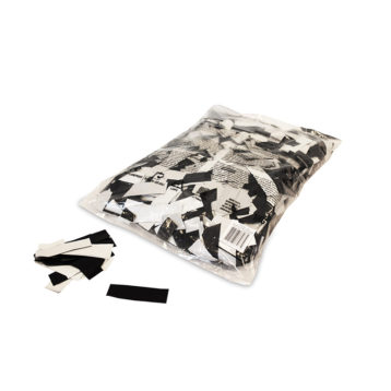 Metallic confetti (standaard) 55x17mm - Tweekleurig Zwart-Wit